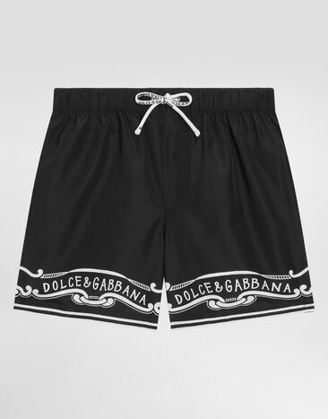 Dolce & Gabbana Fabric swim trunks with bandanna print Blue L4J818ON03Q