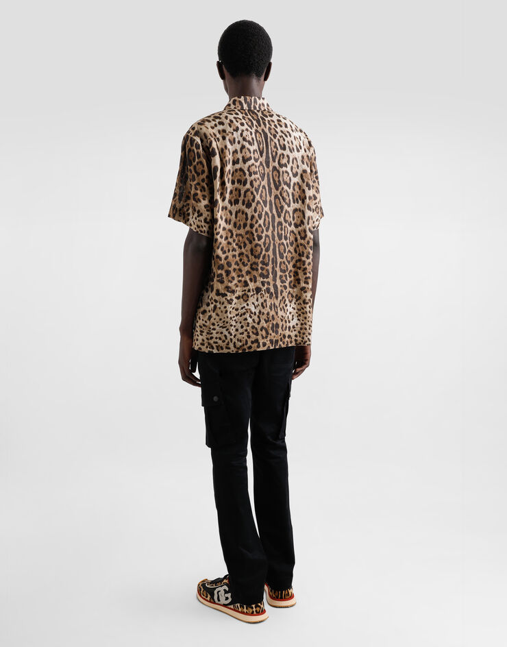 Dolce & Gabbana Leinenhemd Leoprint Drucken G5LG9TFS4D3