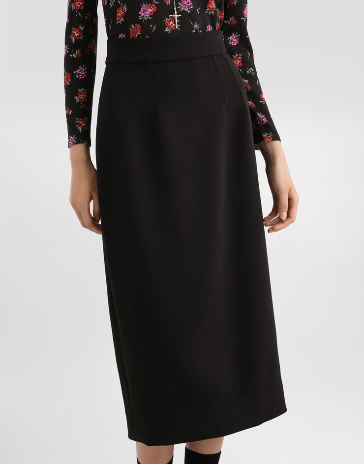 Dolce & Gabbana Stretch wool pencil skirt Black F4DCNTFUBCE