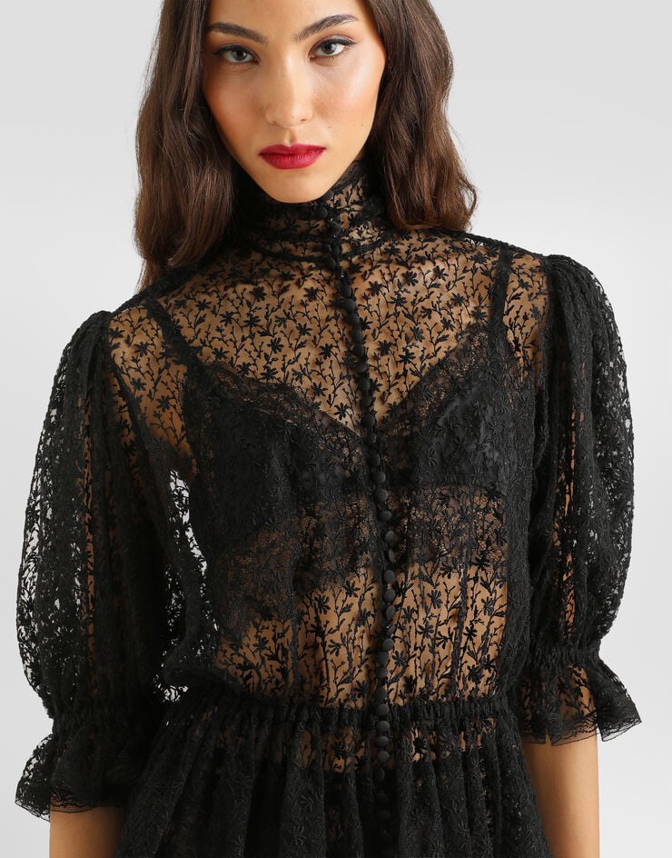 Dolce & Gabbana Tulle top with embroidery Dolce & Gabbana Tulle top with embroidery Black F7BO3TILMD2