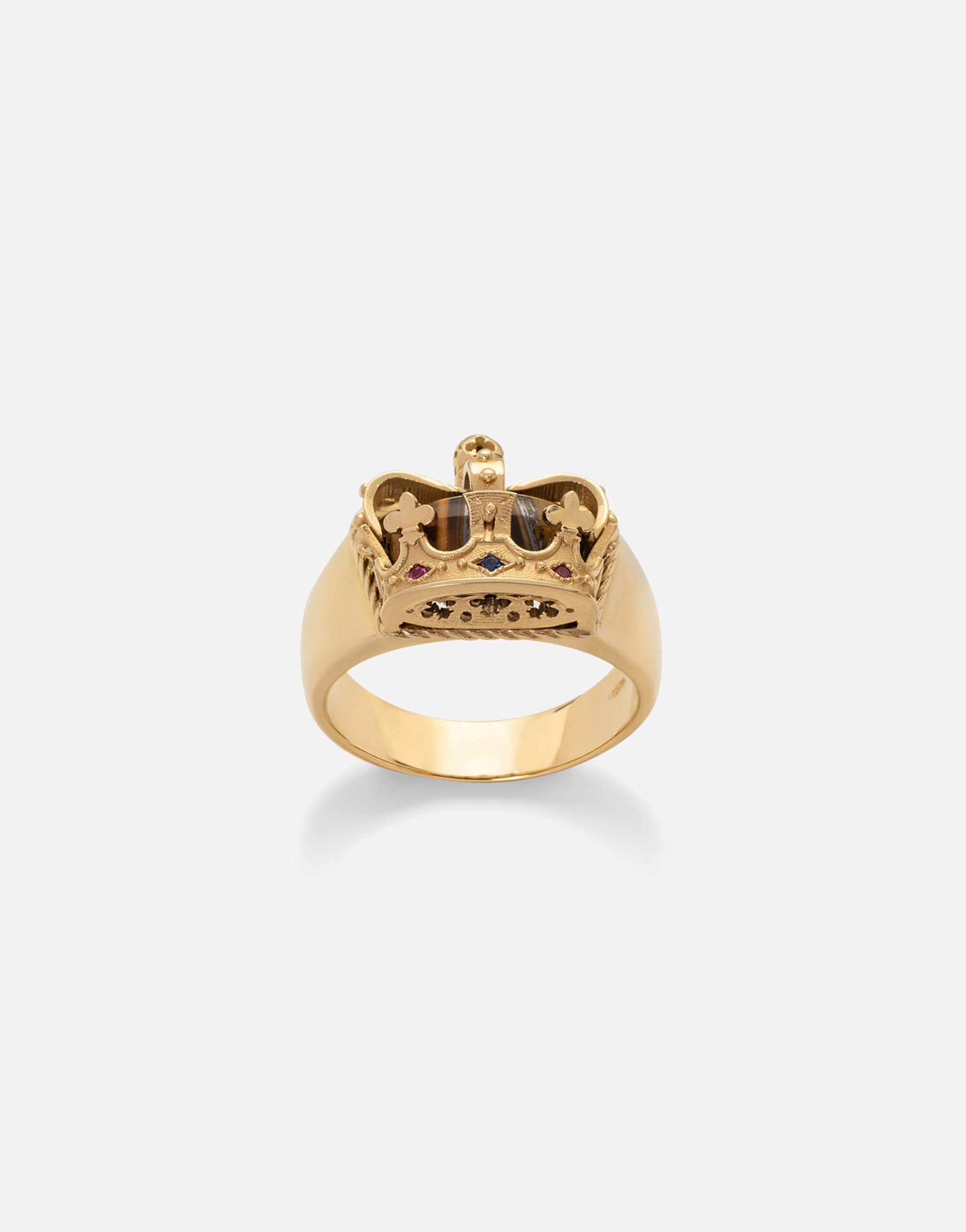 Dolce & Gabbana Anillo Crown con corona y ojo de tigre Dorado WRLK1GWIE01