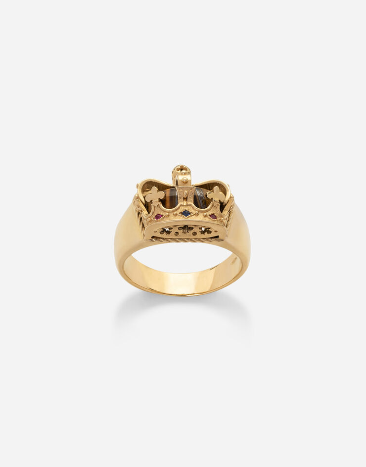 Dolce & Gabbana Кольцо Crown с короной и тигровым глазом ЗОЛОТОЙ WRLK1GWIE01