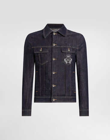 Dolce & Gabbana Cotton denim jacket with patch Multicolor G9VZ8ZG8ME9