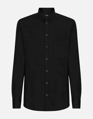 Dolce & Gabbana Camisa de algodón con DG bordado Negro G5ML0ZFU5EW