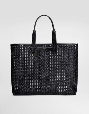 Dolce & Gabbana Bolso shopper de rejilla trenzada y becerro Black BM2453A9O94
