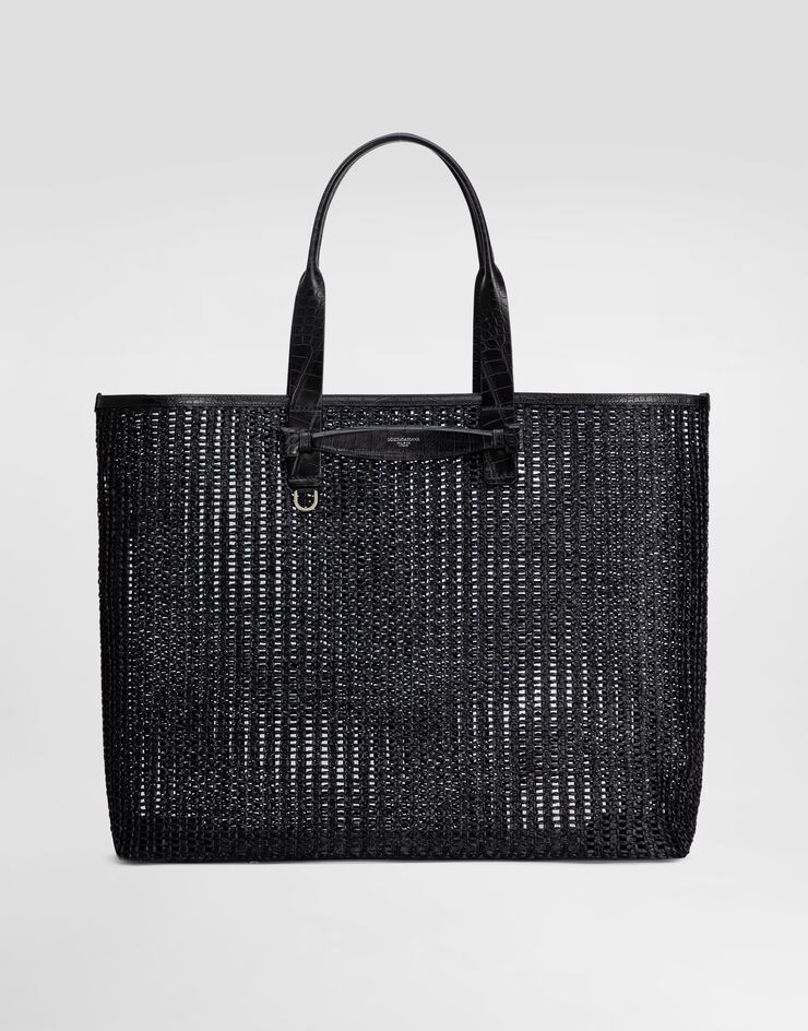 Dolce & Gabbana Bolso shopper de rejilla trenzada y becerro Black BM2453A9O94