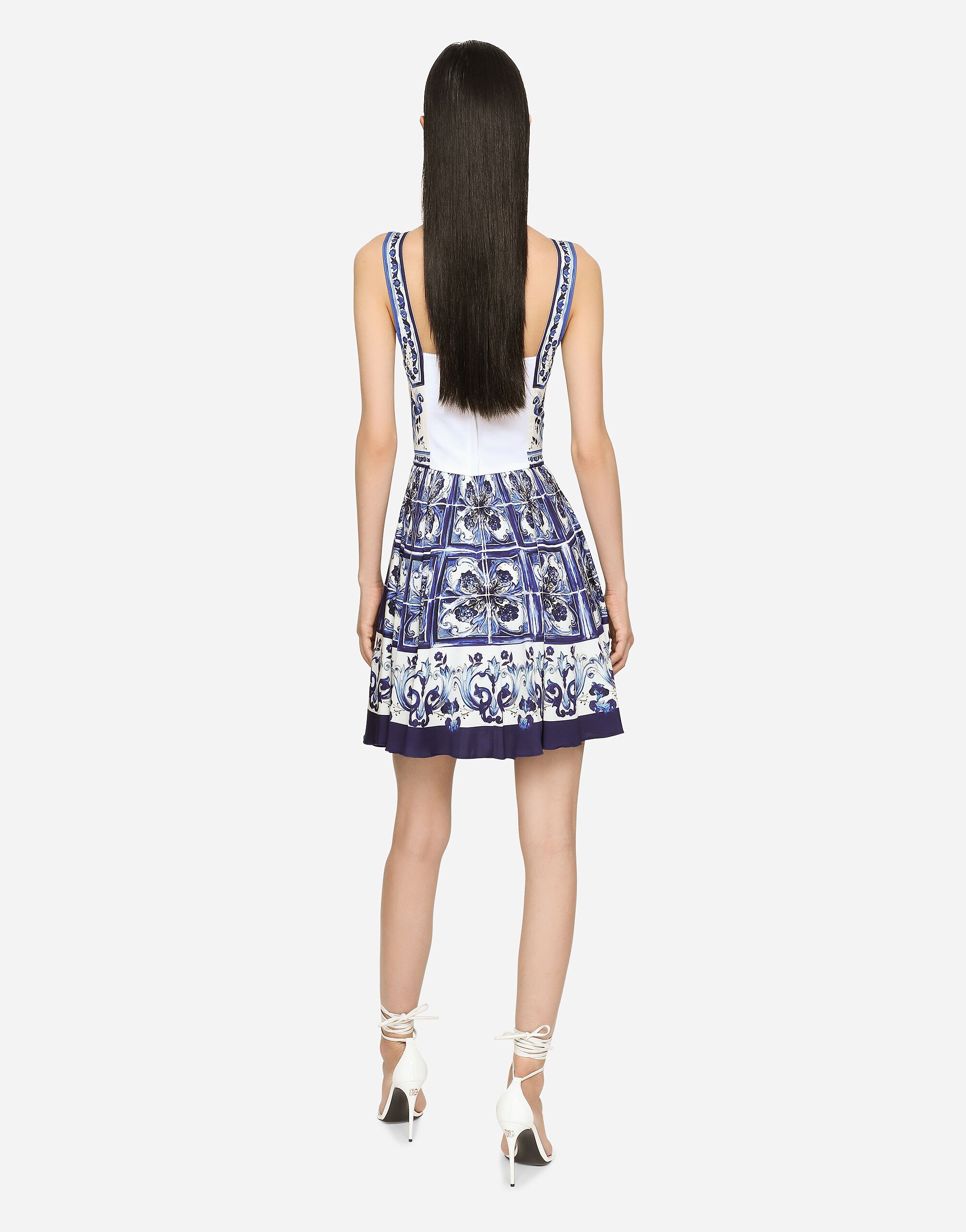 Short majolica print dress in Multicolor for Women Dolce Gabbana US