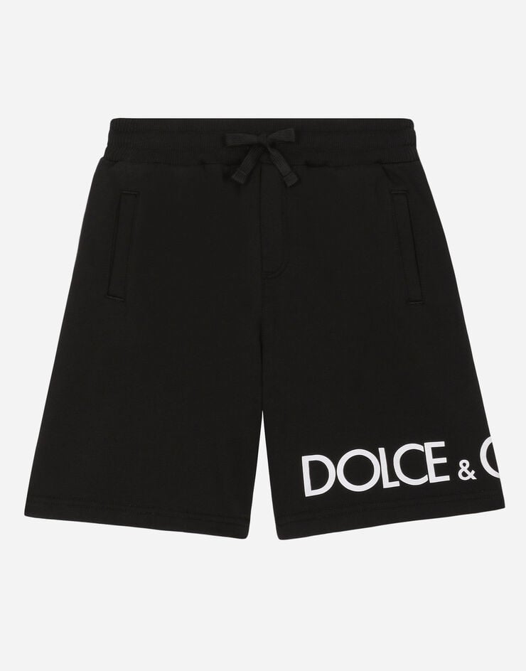 Dolce & Gabbana Bermuda jogging in jersey con stampa logo Black L4JQP2G7IXP