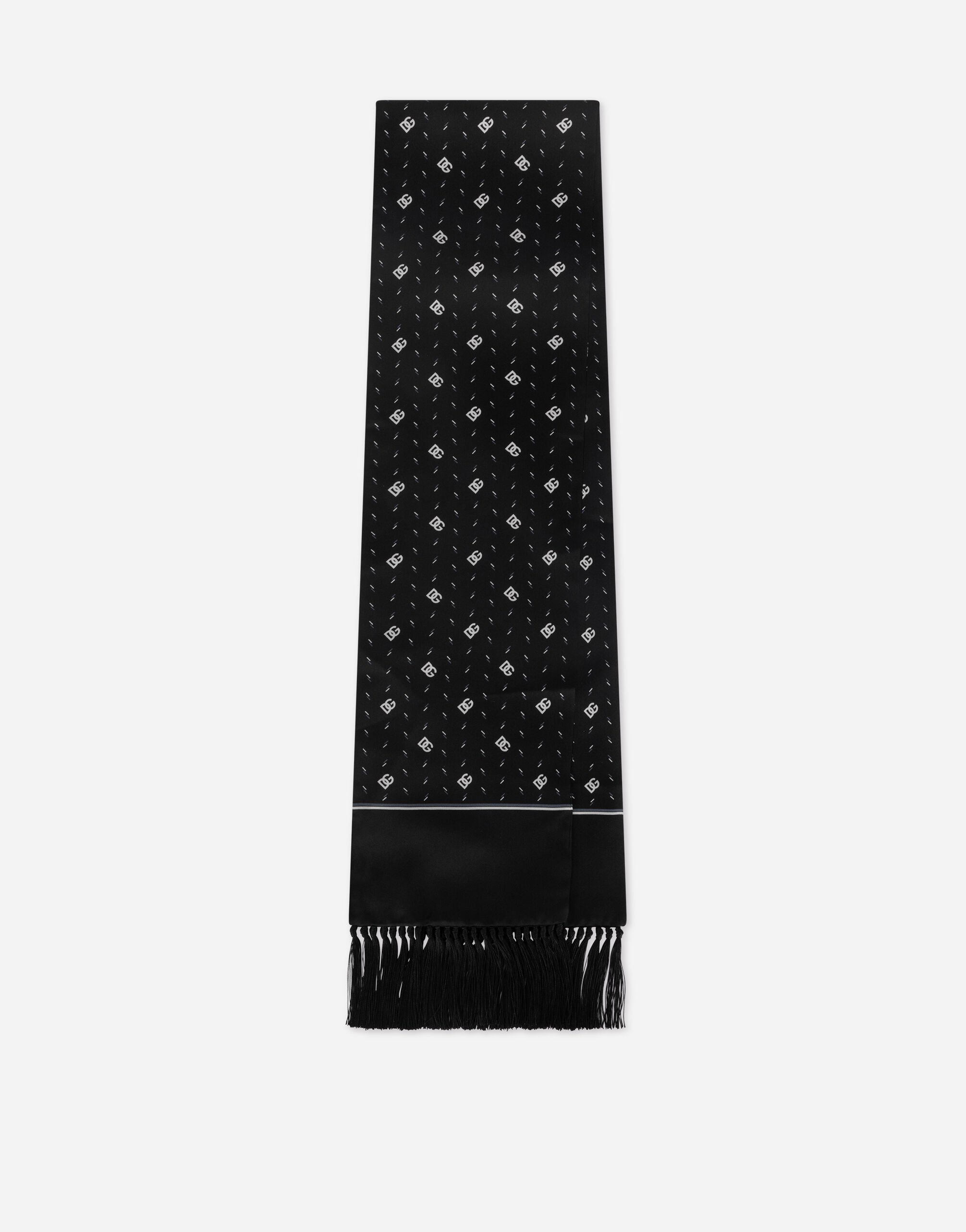 Dolce & Gabbana Silk scarf with DG logo print Brown GXK64TJAWK0