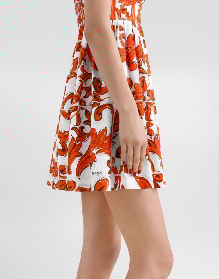Dolce & Gabbana Majolica-print poplin short dress Multicolor F6UT1TGDDRL