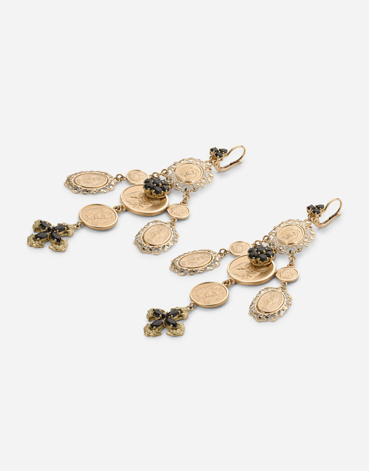 Dolce & Gabbana Boucles d’oreilles pendantes Sicily en or jaune avec médailles et croix Doré WEDS9GW0001