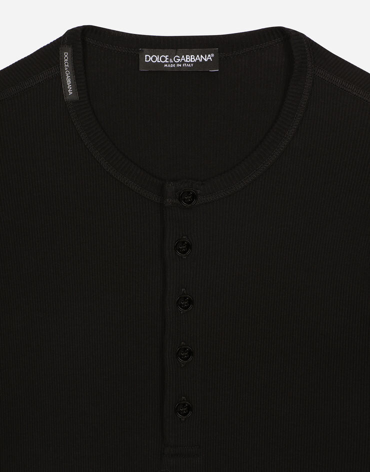 Dolce&Gabbana Camiseta panadera de algodón acanalado  Noir G8QZ1TFU7AV
