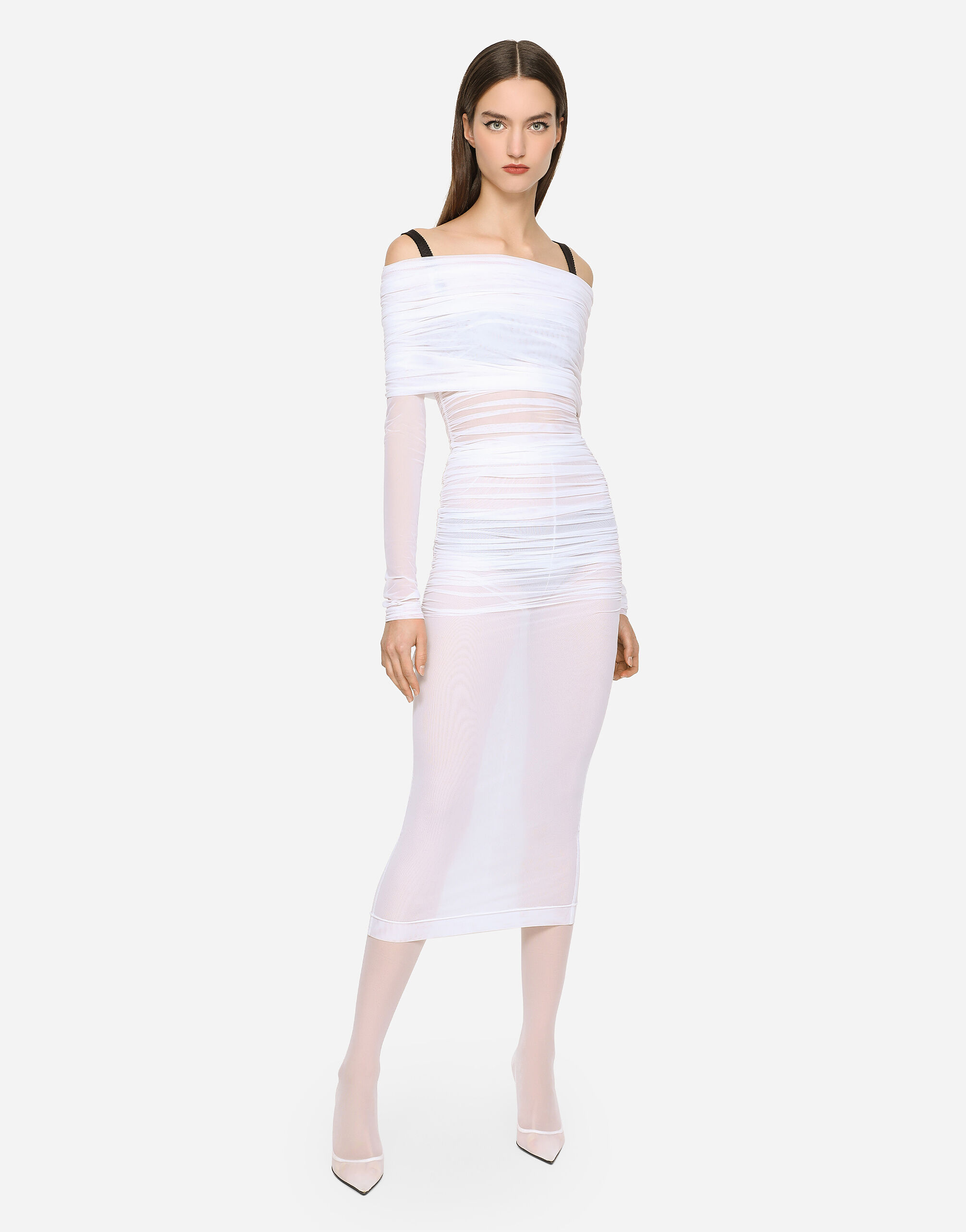KIM DOLCE GABBANA Tulle calf length dress in White for Women Dolce Gabbana US