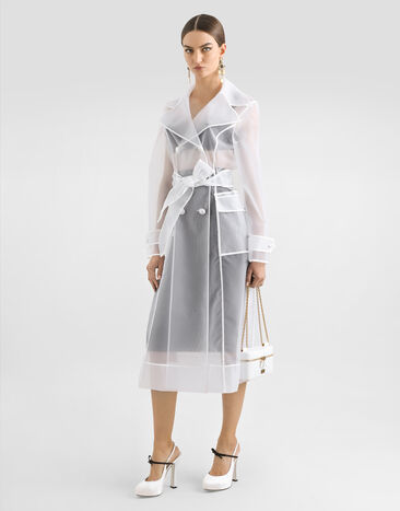Dolce & Gabbana معطف ترنش من أورغانزا تقني أبيض F0W3XTFUMG9