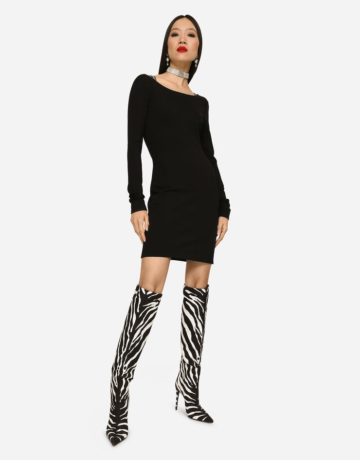 Dolce & Gabbana Short full Milano dress with cut-out detail Nero F6R2ATFU78Y