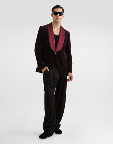 Dolce & Gabbana Single-breasted sicilia light smooth velvet jacket Purple G2VQ8ZFUVG7