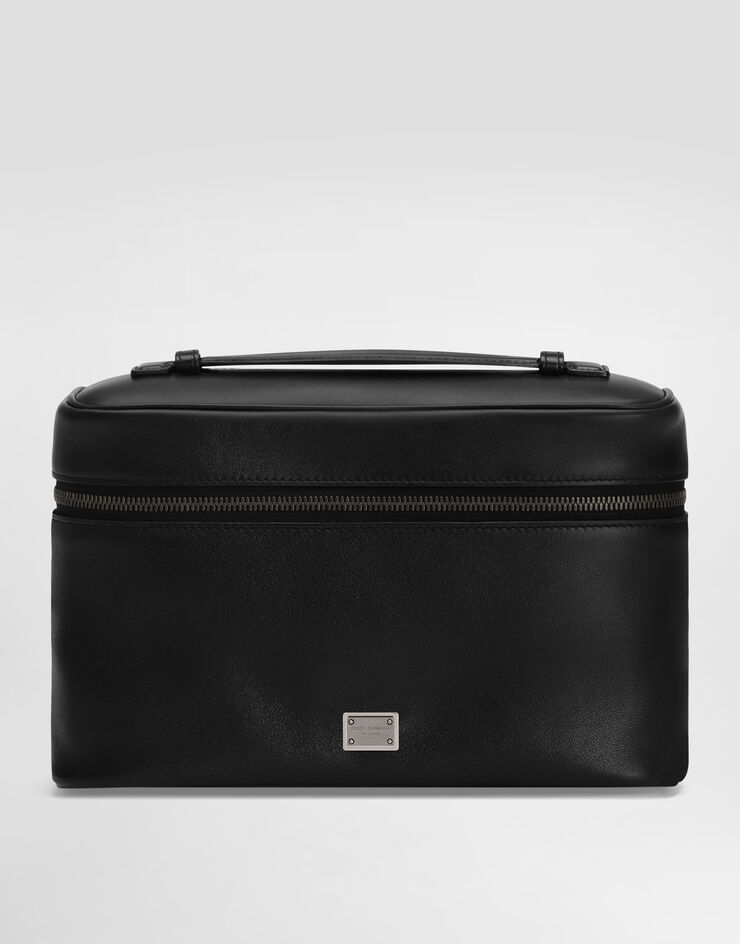Dolce & Gabbana Trousse de toilette en cuir de veau nappa Noir BT3339AV956