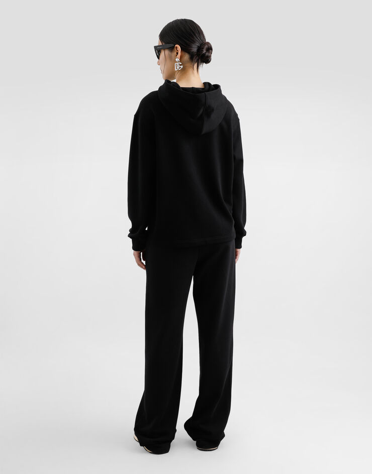 Dolce & Gabbana Jersey hoodie with DG embroidery Black F9S49ZGDCYC