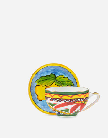 Dolce & Gabbana Taza de té con platillo de porcelana Multicolor TC0S09TCAK3