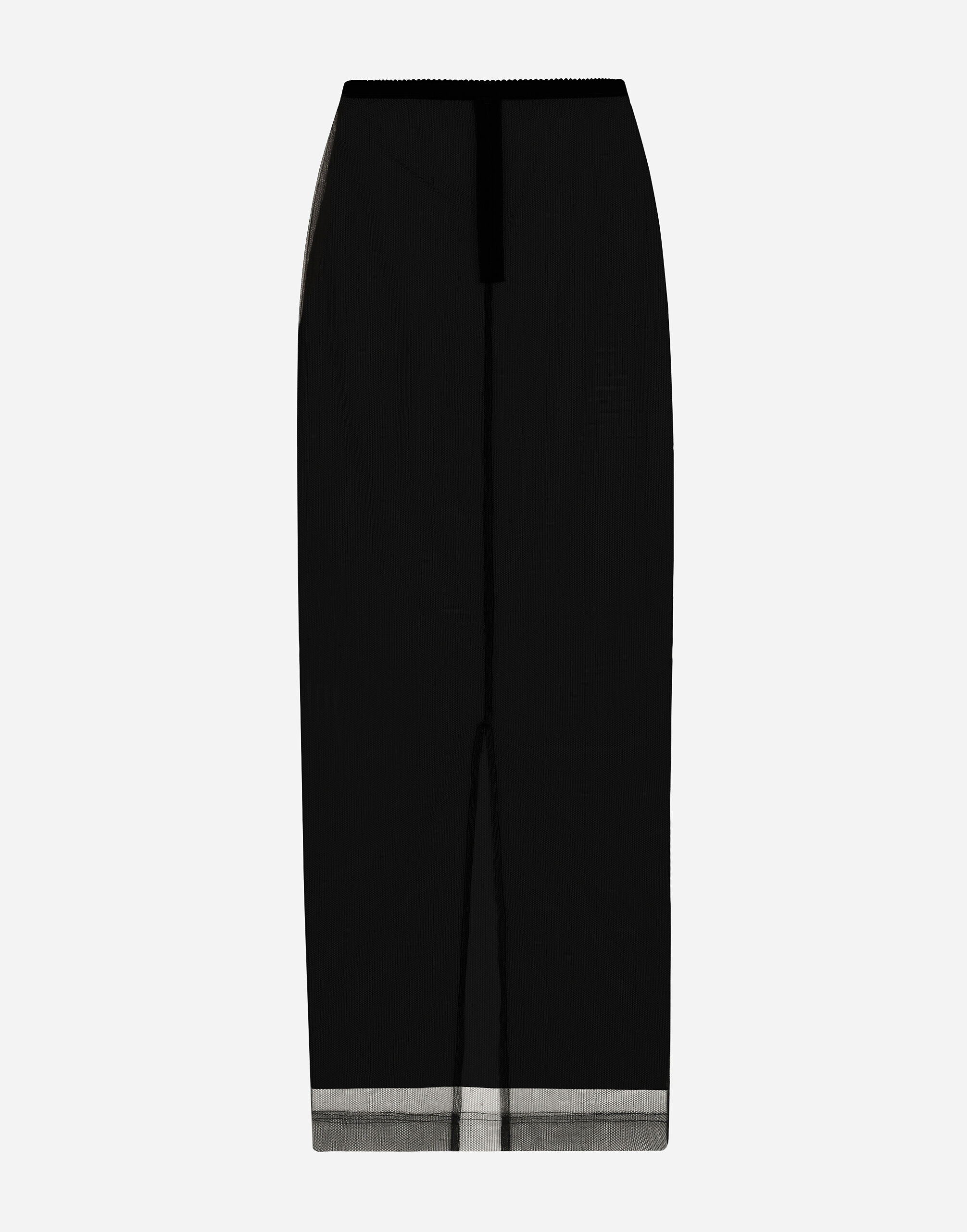 Dolce & Gabbana Tulle pencil skirt with slit Print F0E1KFFJSCU