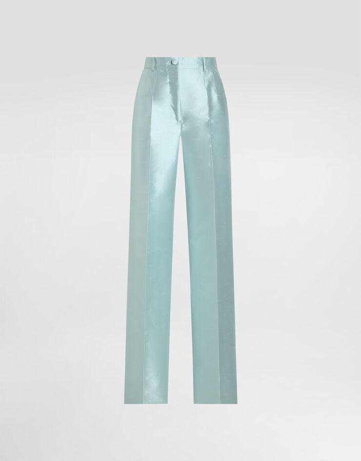 Dolce & Gabbana Shantung silk trousers Blue FTDDWTFU1JK