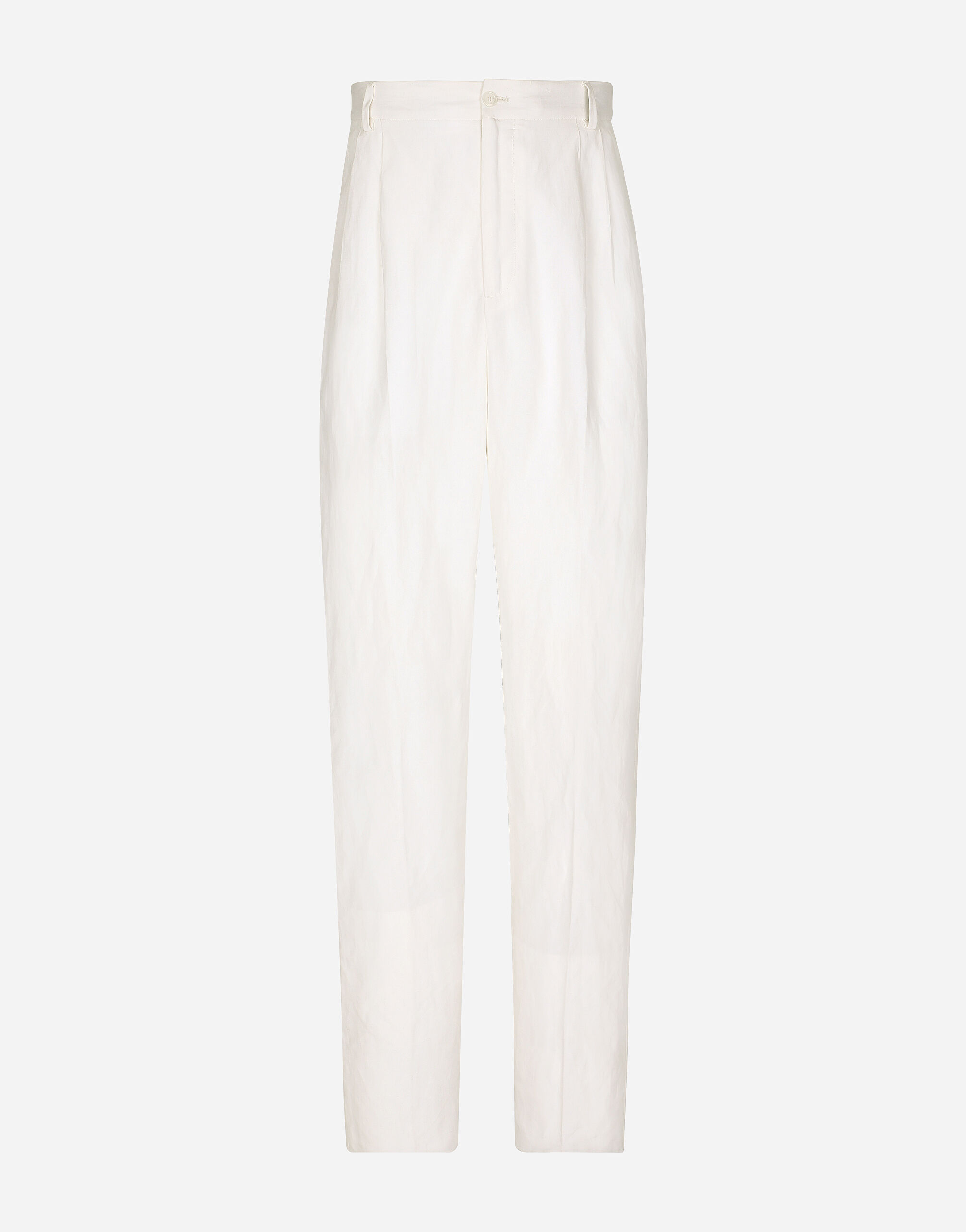 Tailored linen and silk pants in White for Dolce Gabbana US