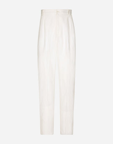 Dolce & Gabbana Pantalón de traje de lino y seda Plateado WNG101W0001