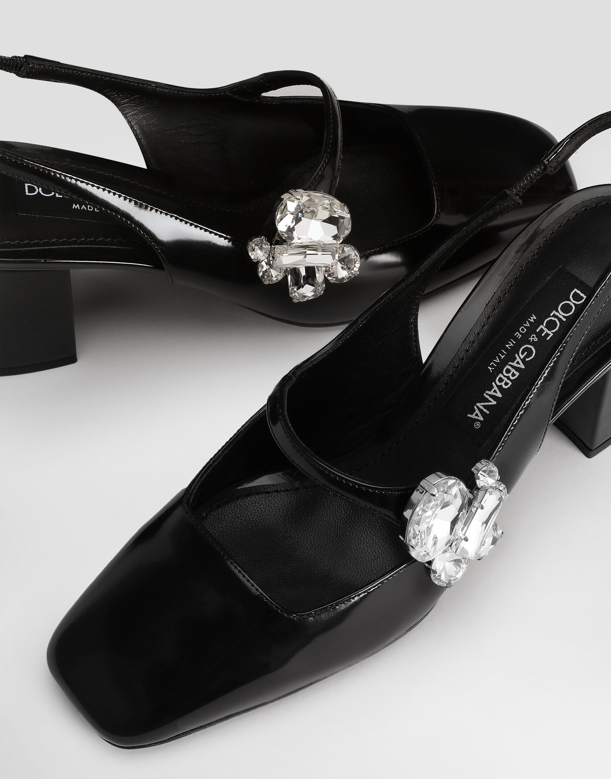 Polished calfskin slingback in Black for Women | Dolce&Gabbana® US