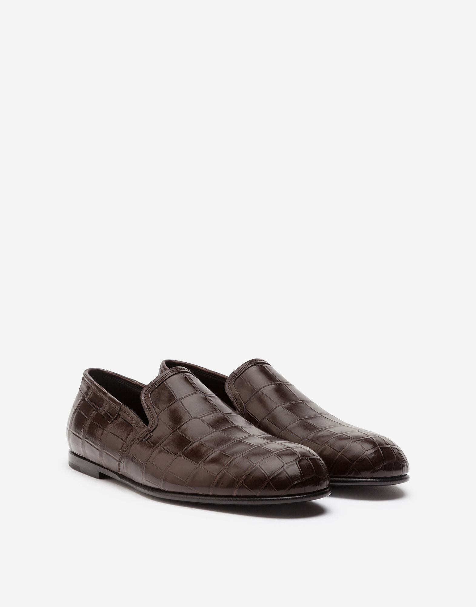Crocodile nappa slip on shoes in Brown for Men Dolce Gabbana US