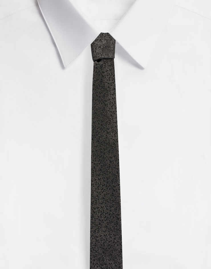 Dolce & Gabbana 6 cm blade tie in jacquard silk Grey GT149EG0JOO