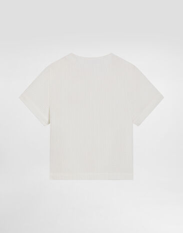 Dolce & Gabbana Waffle cotton serafino t-shirt White L14S69FU628
