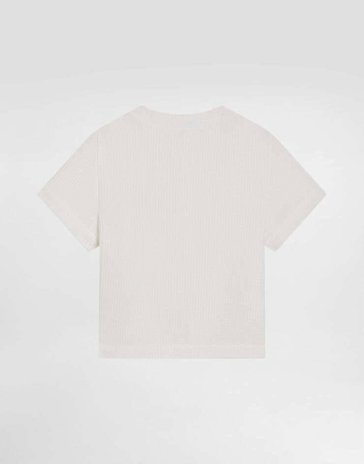 Dolce & Gabbana Waffle cotton serafino t-shirt White L14S69FU628