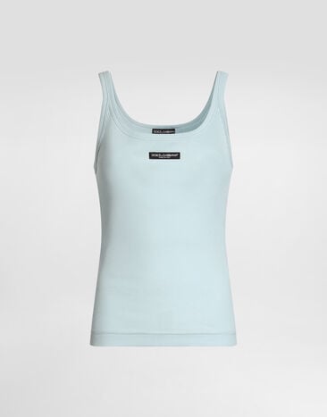 Dolce & Gabbana Ribbed tank top Azure F8W45TFU7AV