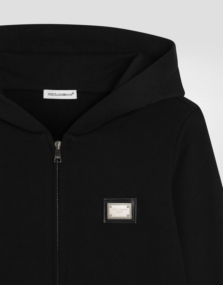 Dolce & Gabbana Hooded sweatshirt with logo plate Dolce & Gabbana Hooded sweatshirt with logo plate Black L4JW2VG7P1V