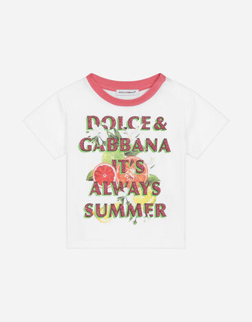 Dolce & Gabbana Jersey T-shirt with lemon and orange print and Dolce&Gabbana logo Print L2JTKTII7DS