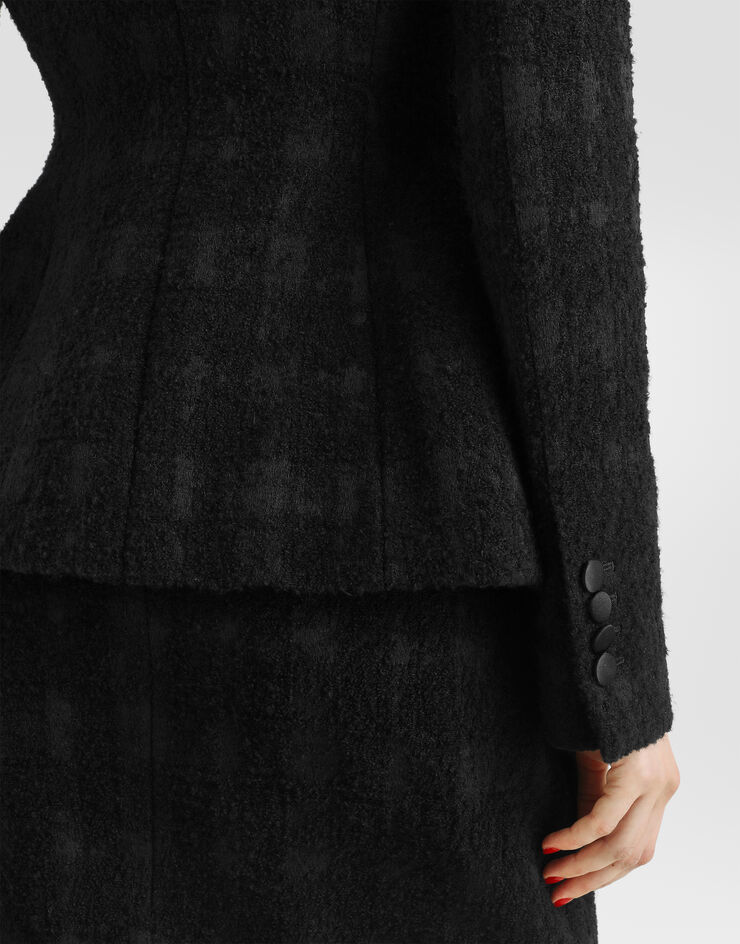 Dolce & Gabbana Double-breasted wool-blend check bouclé jacket Dolce & Gabbana Double-breasted wool-blend check bouclé jacket Black F27LQTFQZBD