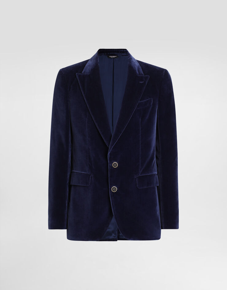 Dolce & Gabbana ベルベット シングルブレストジャケット  ブルー G2TV4TFUVG7