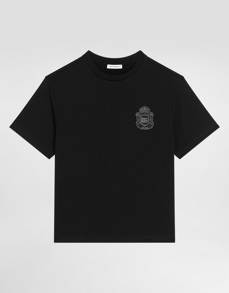 Dolce & Gabbana Camiseta de punto con parche heráldico DG Black L4JTHVG7P0N
