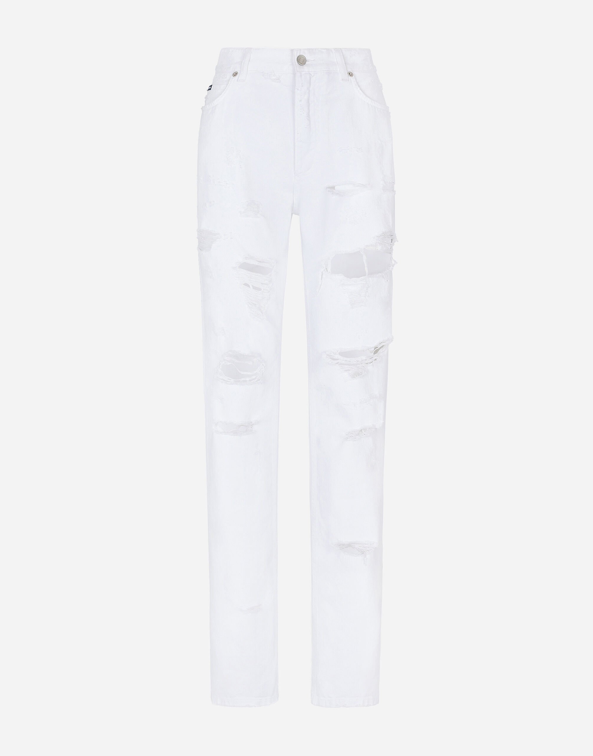 Dolce & Gabbana Boyfriend jeans with rips Blue FTC3DDG8KQ9