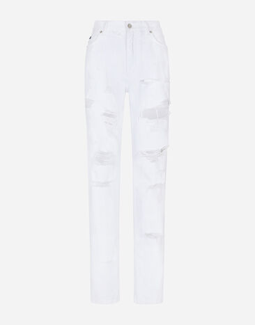 Dolce&Gabbana Boyfriend jeans with rips Black F0B6ATHJMOK