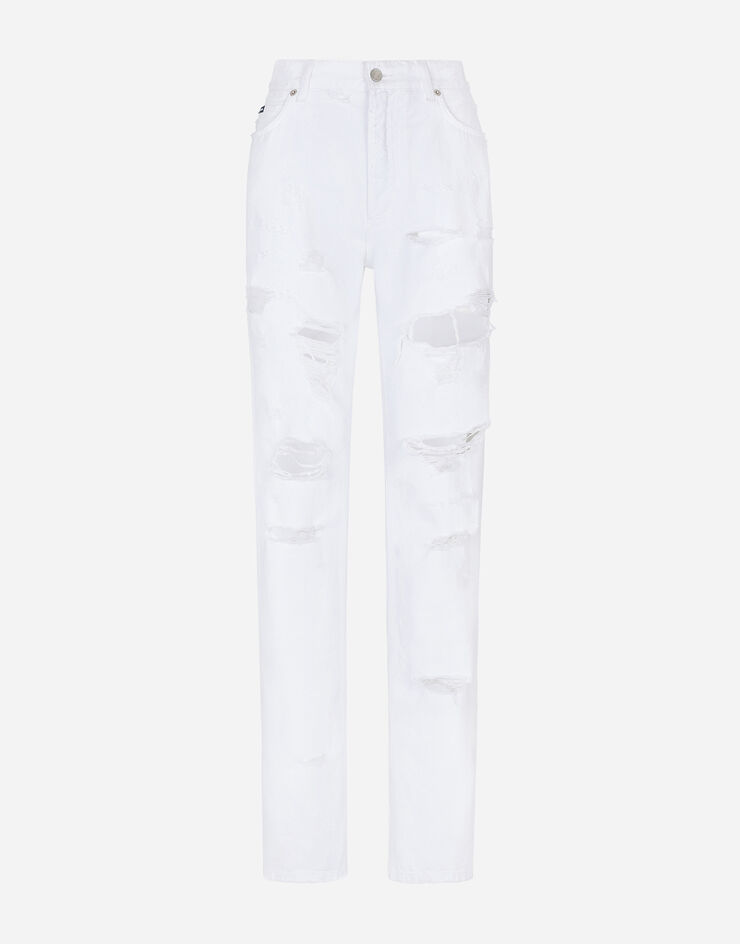 Dolce&Gabbana Jeans boyfriend in denim con rotture Multicolore FTCGNDG8JQ3