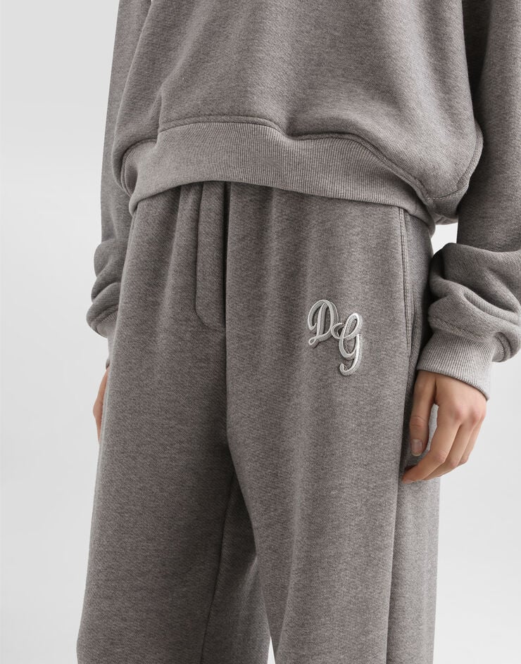 Dolce & Gabbana Fleece trousers with patch embroidery Grey FTC91ZGDDME