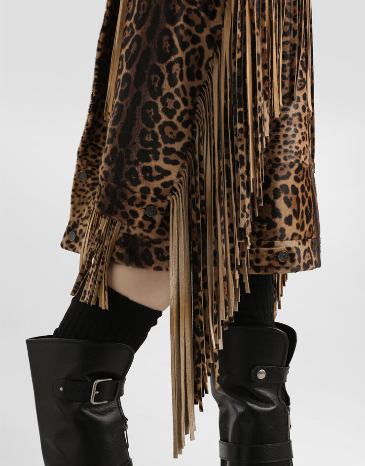 Dolce & Gabbana Leopard-print fringed jacket Multicolor F9T45LHULXR