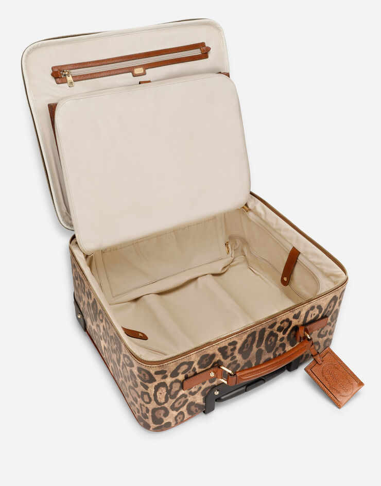 Dolce & Gabbana Kleine Transporttasche aus Crespo im Leoprint mit Logoplakette Mehrfarbig BB6156AW384