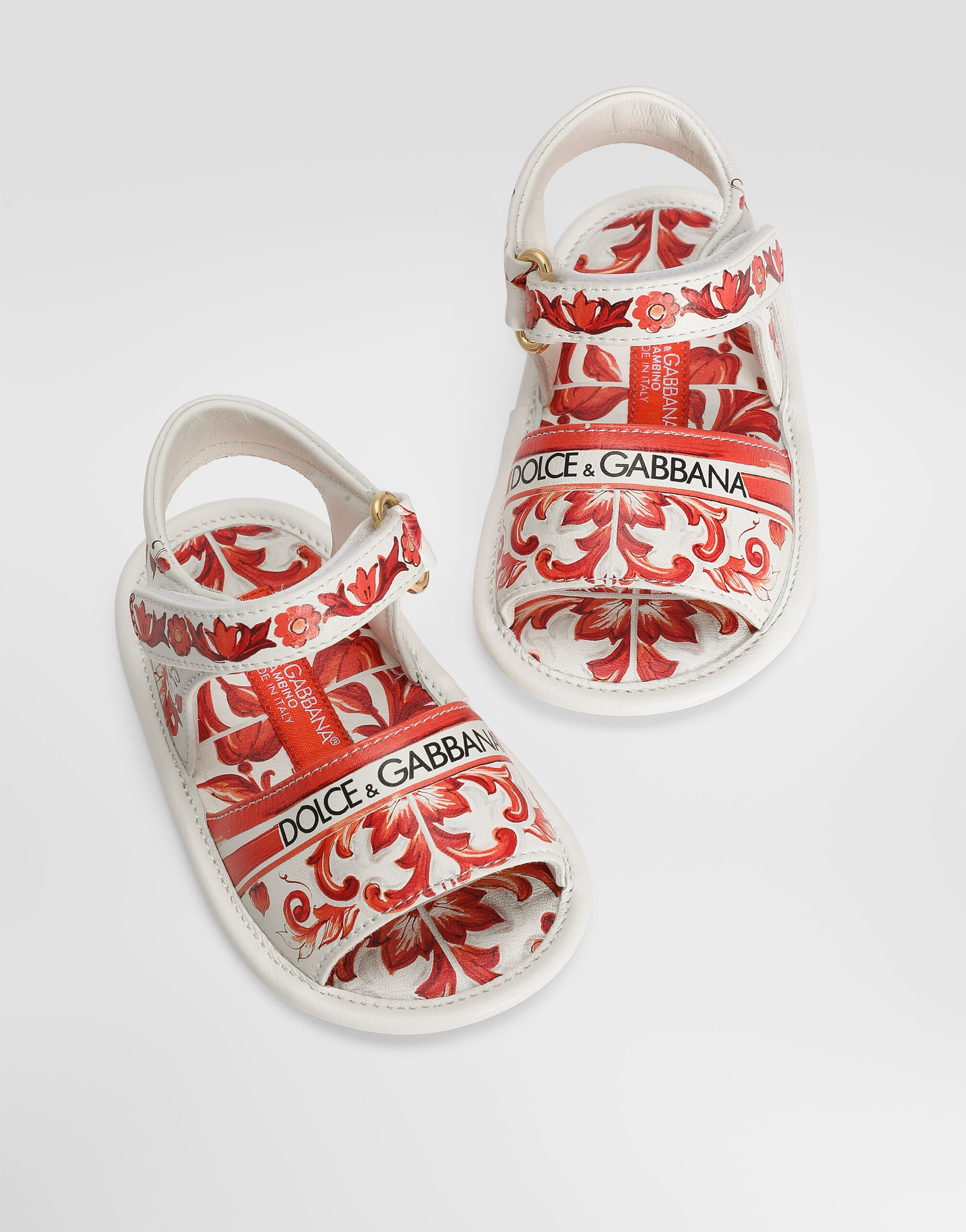 Majolica-print lambskin sandals in Multicolor for Girls