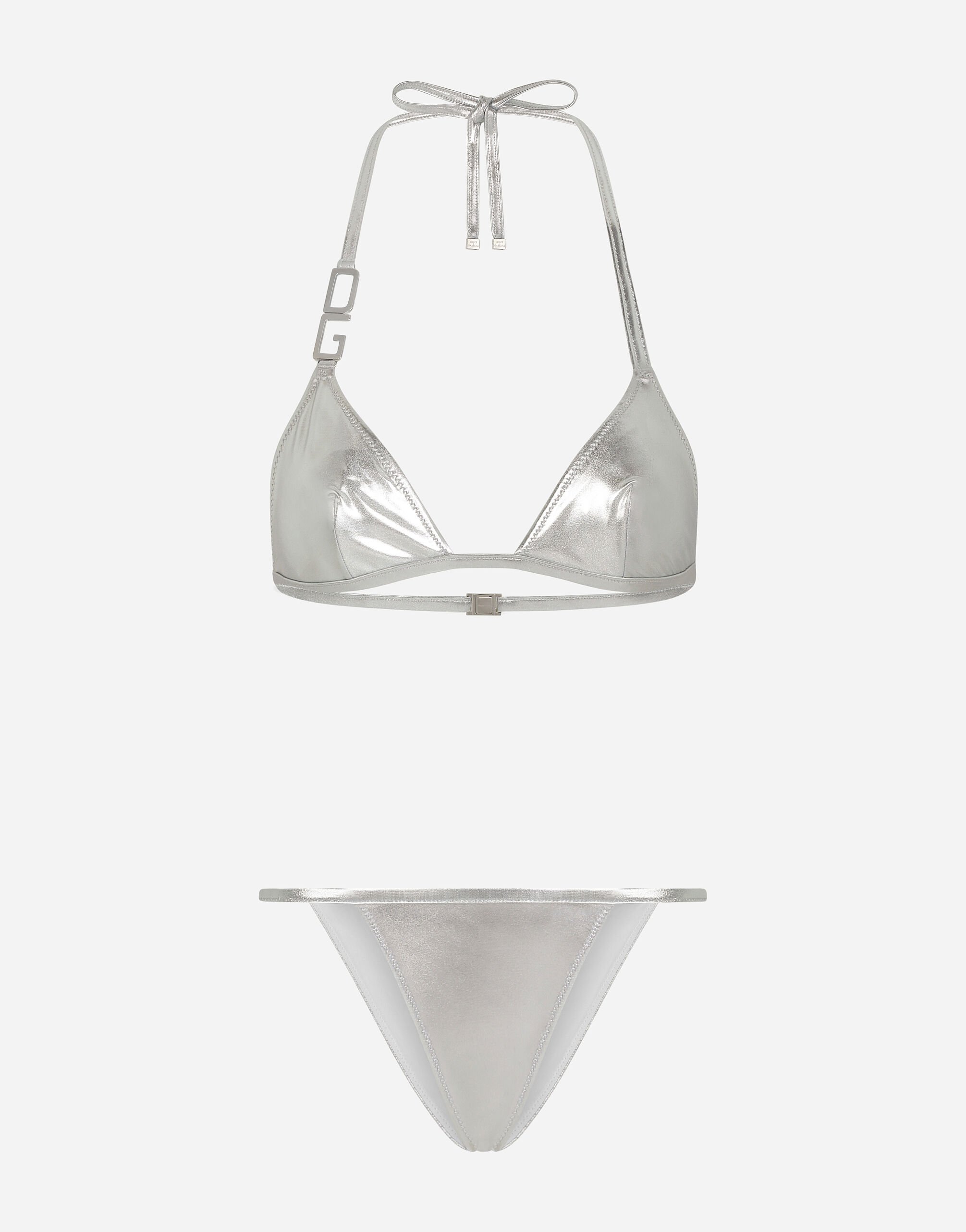 Triangle bikini with DG logo in Silver for Women