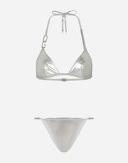 Dolce & Gabbana Triangle bikini with DG logo Silver O9A46JFUGQY