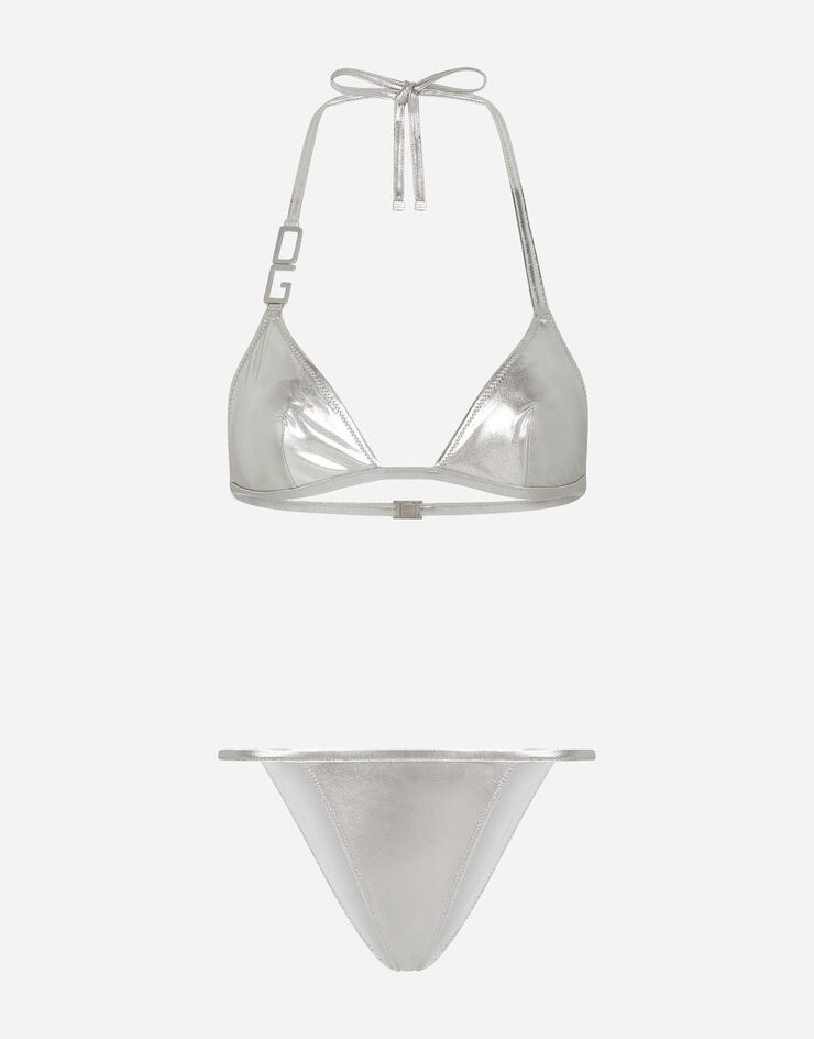 Dolce & Gabbana Triangle bikini with DG logo Silver O8B37JFUSOZ