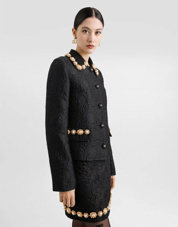 Dolce & Gabbana Chaqueta de brocado con motivo de peonías Negro F29UEZHJMQO