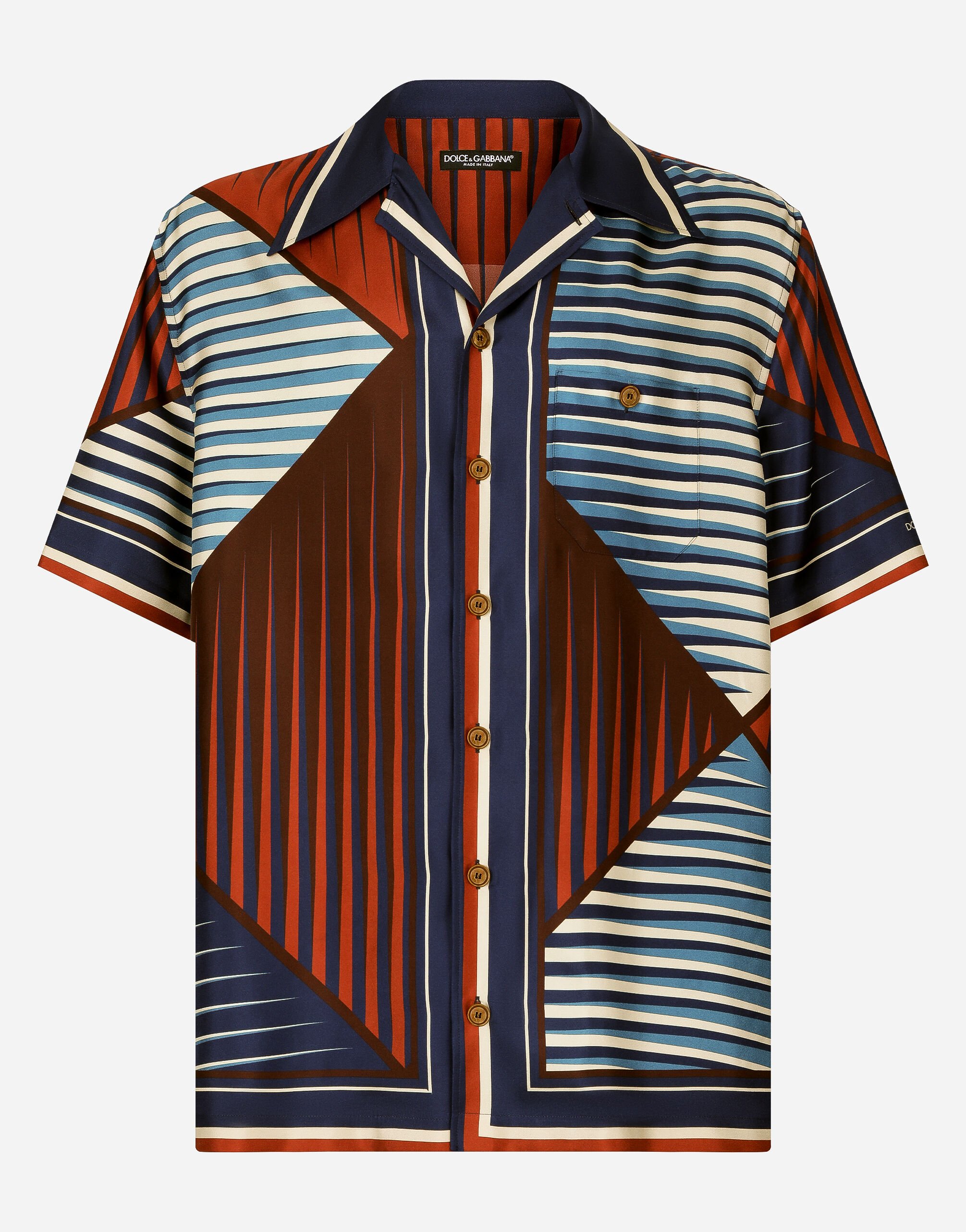 Dolce & Gabbana Printed silk Hawaiian shirt Beige G9AOGTGH459